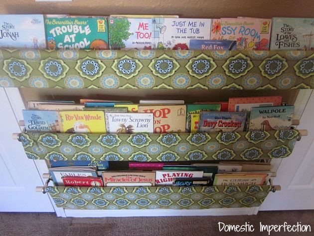 Make fabric slings for book storage