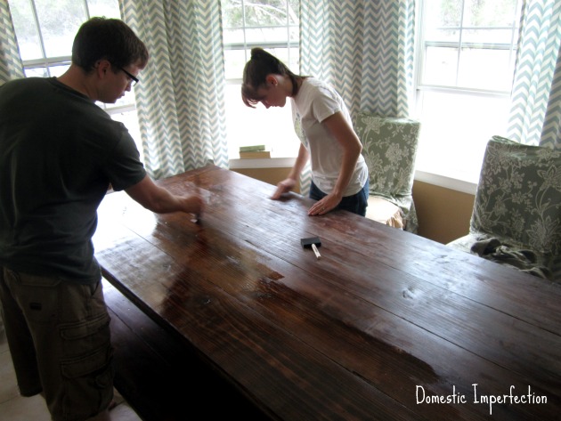 Adding finish to a farmhouse table