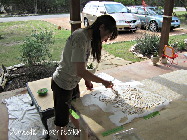 stenciling a table