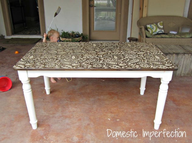 stained and stenciled farmhouse table