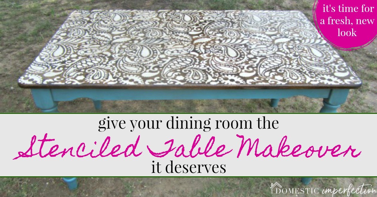 a paisley stenciled table to brighten up your dining room