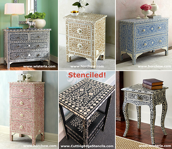 Faux Bone Inlay Nesting Tables Makeover