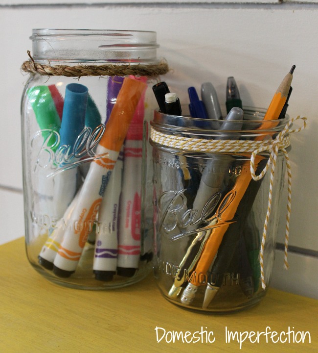 canning jars as pencil holders