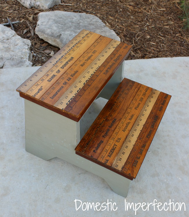 DIY kids stool w/ yardstick steps
