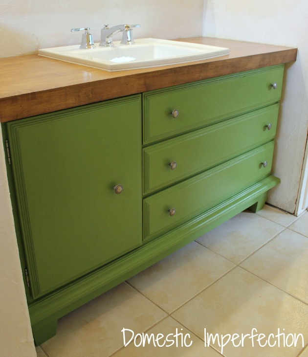 Bathroom vanity made from a dresser