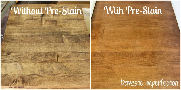 Maple countetop with and with out pre-stain