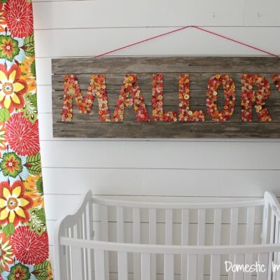 Rustic baby name sign made of buttons...love this!