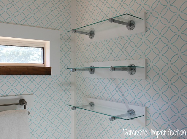 DIY glass and pipe shelving 