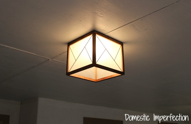 DIY wood, glass, and metal light fixture