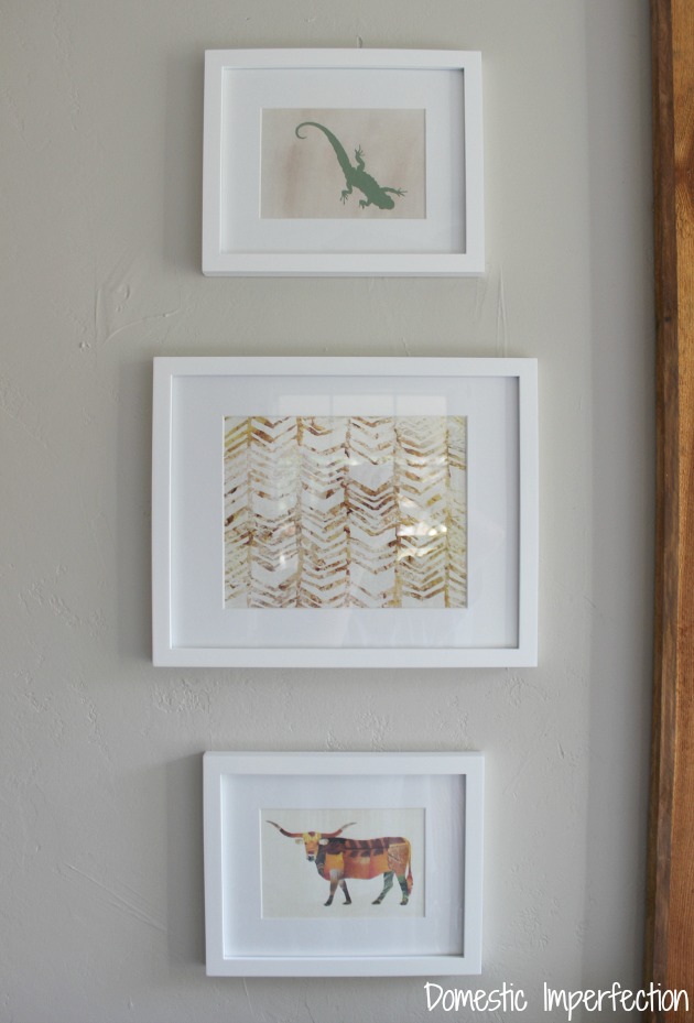 White frames with southwestern art