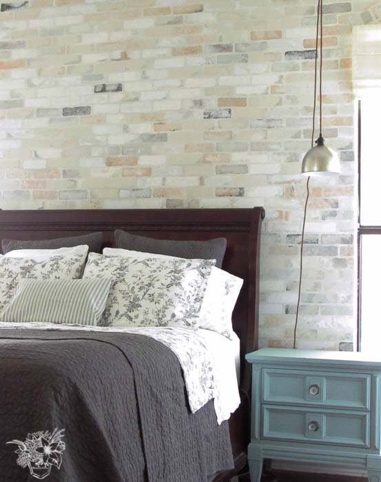 Stenciled Brick accent wall