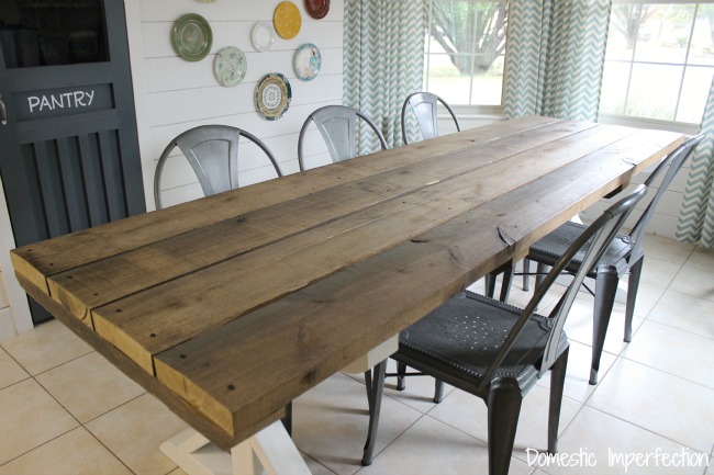 picnic style dining table made from rustic poplar