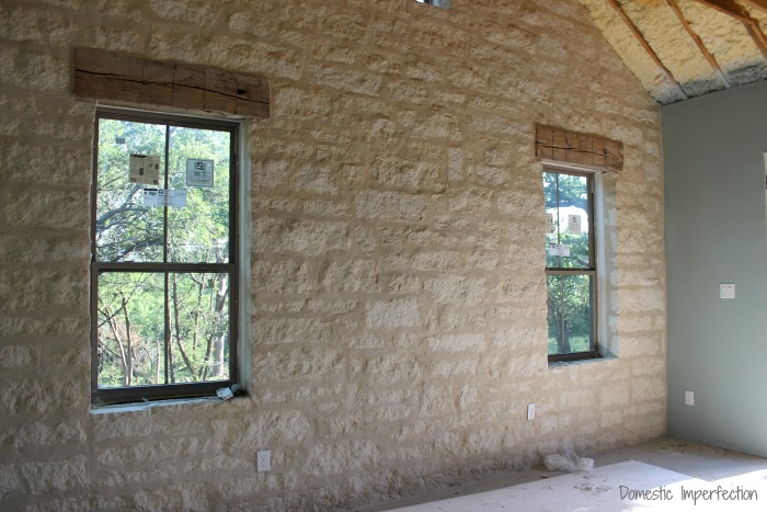 rock wall in bedroom