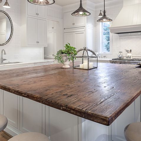 rustic wood island countertop