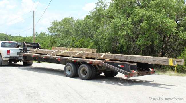 Beams being delivered from Antique Timberworks