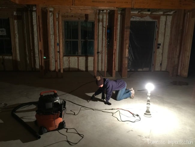 prepping a concrete floor for sealer