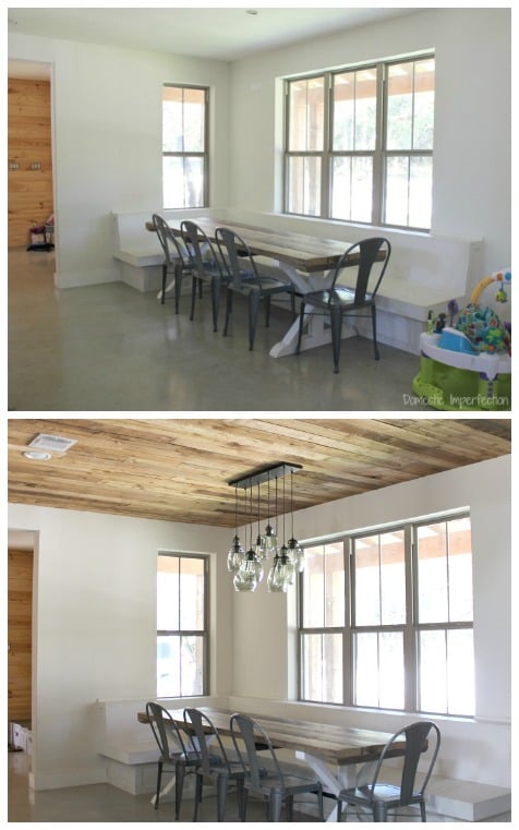 reclaimed wood ceiling before and after