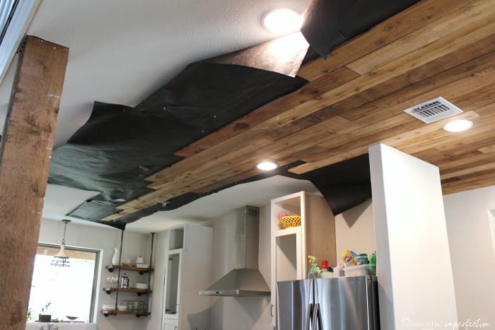 how to DIY a reclaimed wood accent wall or ceiling