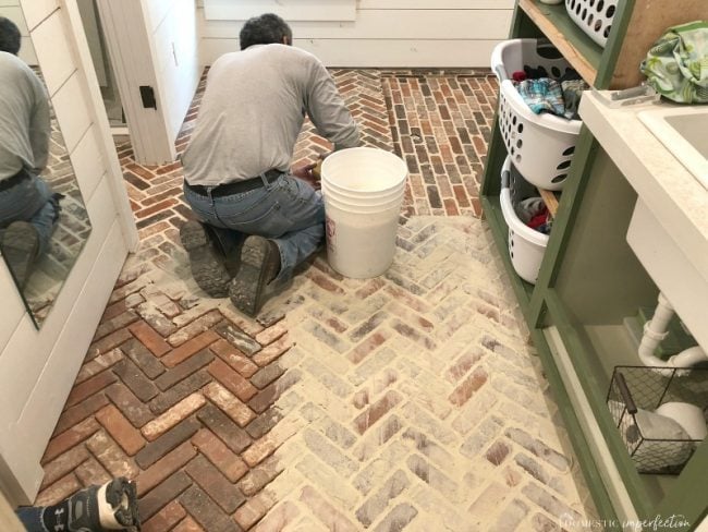 grouting a brick floor