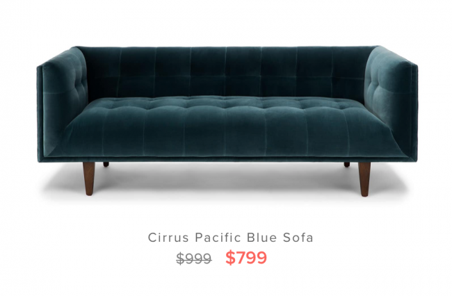 blue velvet sofa from Article