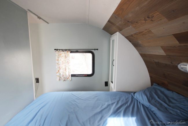 wood accent wall in a camper 