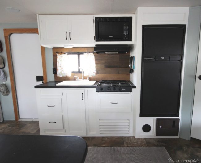 old camper remodel; how to paint RV walls, cabinets and countertops