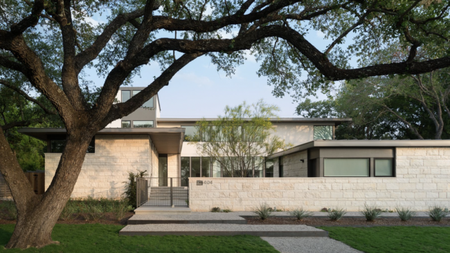 modern home with courtyard