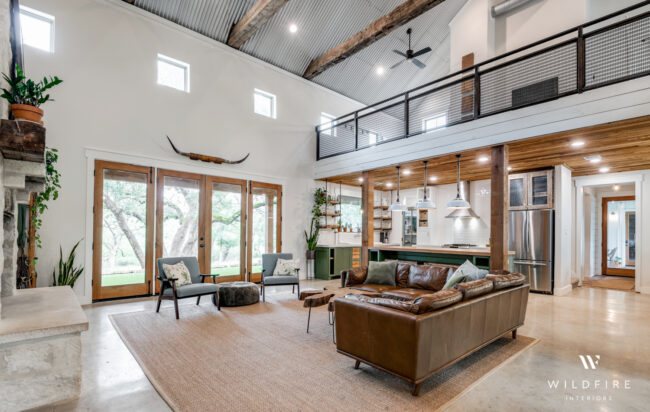 open living room and kitchen with loft