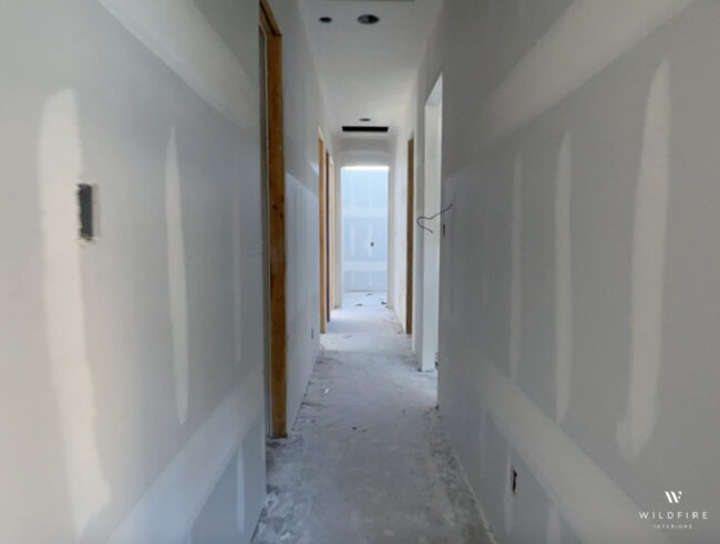long hallway drywall stage