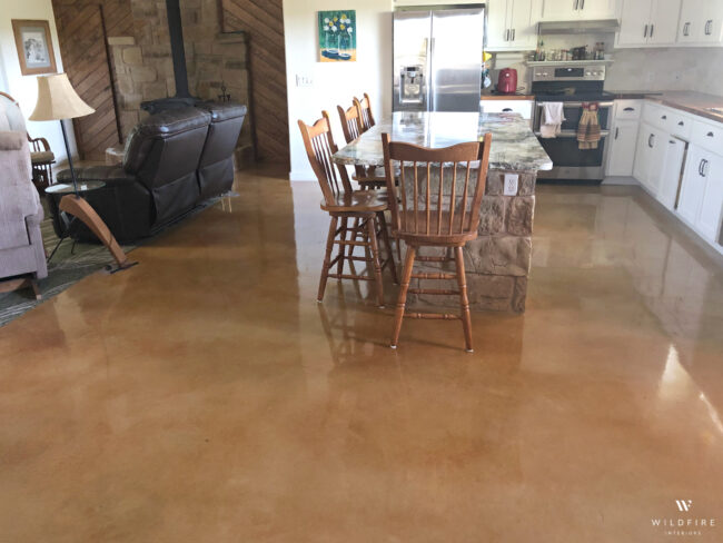 DIY stained concrete flooring in home