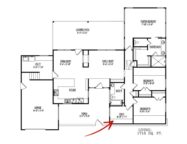 Small home office floor plan and design plans.