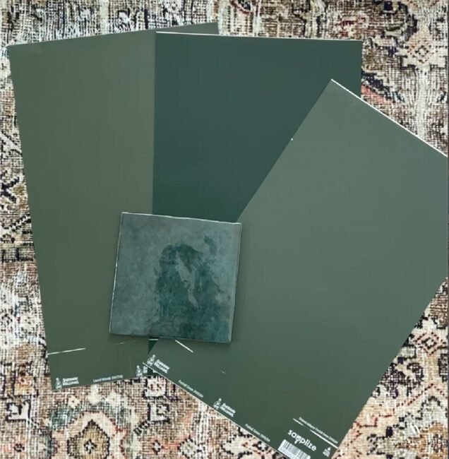 Dark green paint samples