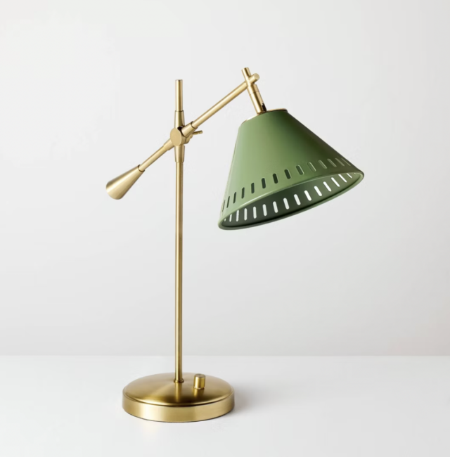 Hinge Desk Table Lamp Green/Brass