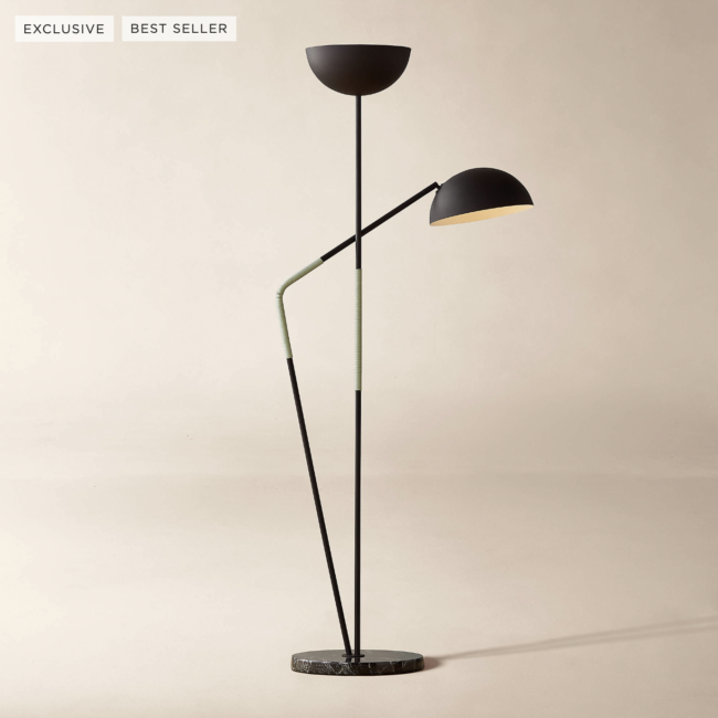 Pavo Black Marble Double Floor Lamp