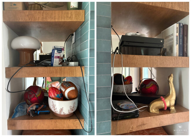 messy open shelves