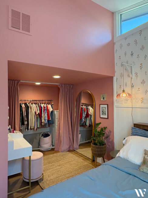 Teen girl bedroom - pink, floral, and functional